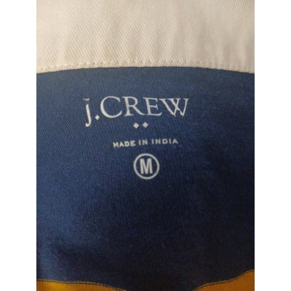 J Crew Men's Long Sleeve Rugby Polo Shirt Sz M Blue Mustard Yellow Preppy - Picture 3 of 4